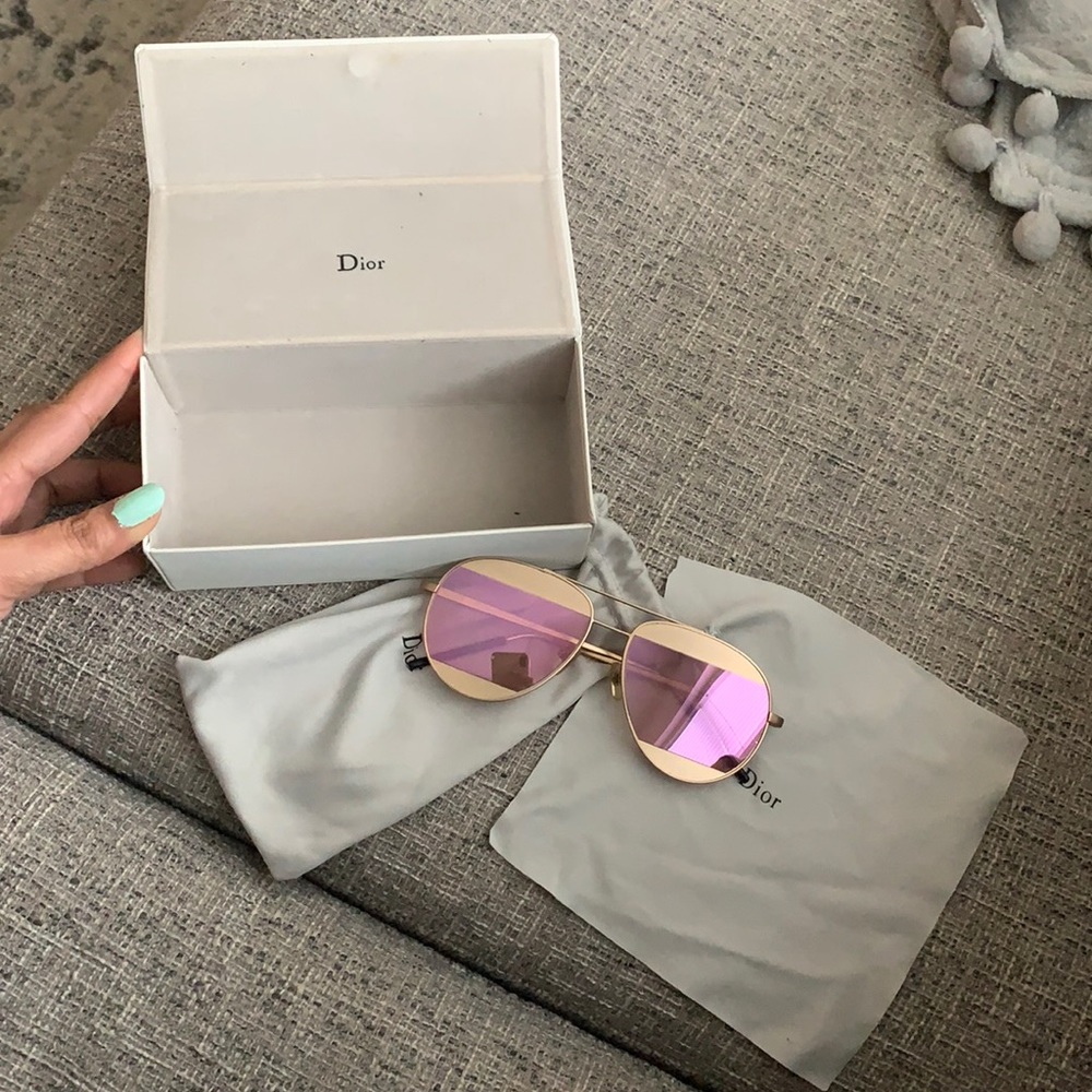 DIOR Rose Tinted With Gold Split Screen Sunglasses